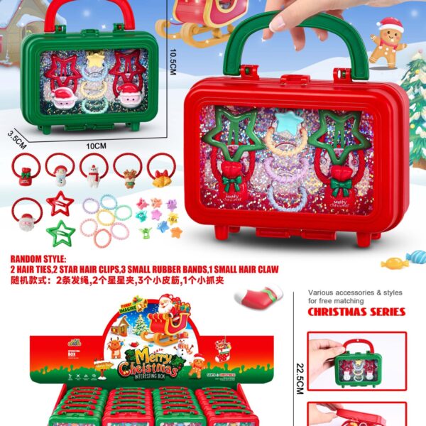 Christmas Girl Accessory Set, Children's Hair Clips & Bands, Stress-Relief Candy Gift, DIY Hair Accessory Gift Box, Hair Accessory Case, Handbag Storage Box, Santa Claus, Christmas Tree, Snowman Hair Accessories, Toy Accessories
