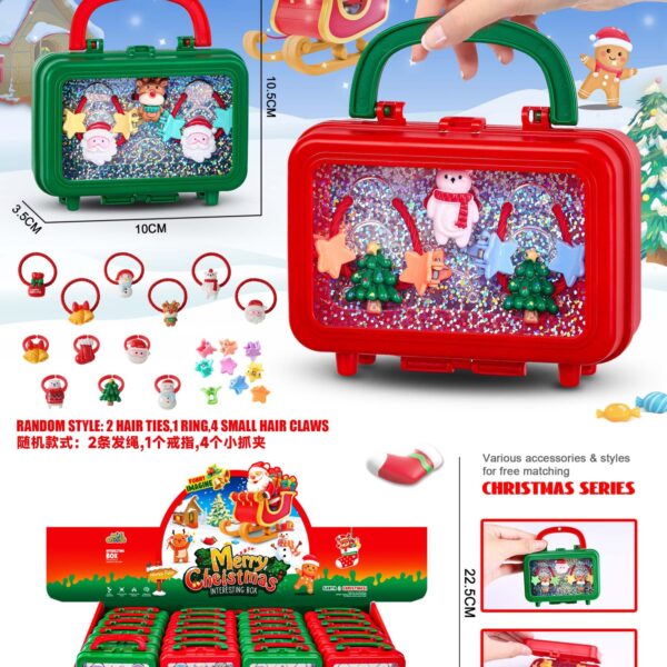 Christmas Girls' Accessories Set, Children's Hair Ornaments, Kids' Jewelry Rings, Stress-Relief Candy Gifts, DIY Decoration Box, Accessories Pouch, Handbag Organizer, Santa Claus, Christmas Tree, Snowman Hair Ornaments, Toy Accessories