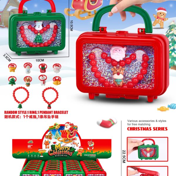 Christmas Girls' Accessory Set Kids Jewelry Ring Bracelet Stress Relief Candy Gift DIY Jewelry Box Accessory Bag Handbag Storage Box Santa Claus Christmas Tree Snowman Jewelry Toy