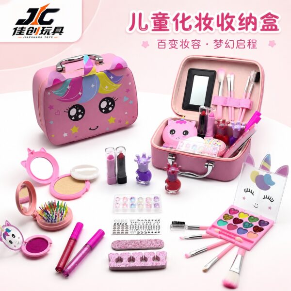 Kids Makeup Set - Pink Unicorn Makeup Box (Children's Cosmetic Simulation DIY Makeup Toy)