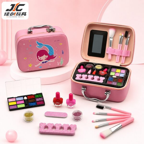 Kids' Makeup Set Mermaid Makeup Box Mermaid Storage Cosmetic Case Children's Cosmetics (Kids' Makeup Simulated Cosmetics DIY Makeup Toy)