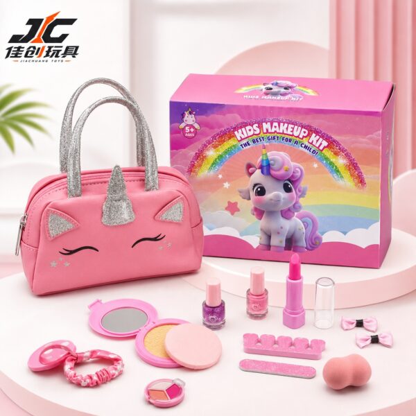 New Unicorn Makeup Set with Handbag for Girls - Pretend Play Cosmetic DIY Toy (Kids Makeup Simulation Cosmetics)