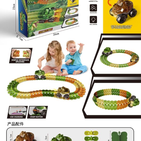 Dinosaur Battery-Powered Roller Coaster with Battery + USB Cable [46pcs]