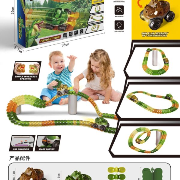 Dinosaur Battery-Powered Roller Coaster with USB Cable [92pcs]