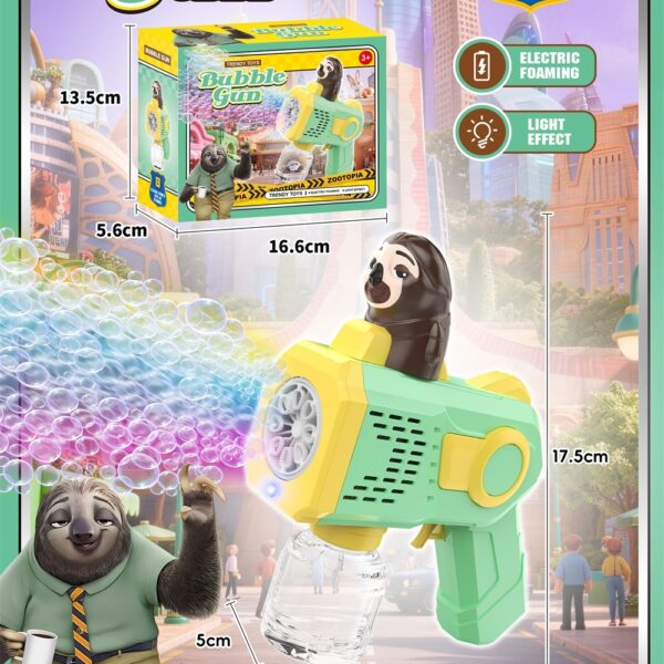 8-Hole Animal Character Sloth Automatic Bubble Machine with Lights