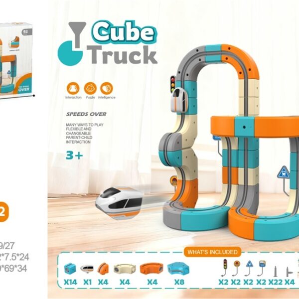 DIY Transformable Gear Building Block Track Electric High-Speed Train