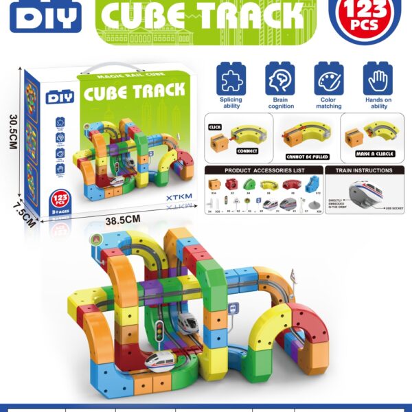 DIY Transformable Gear Building Block Track Electric High-Speed Train