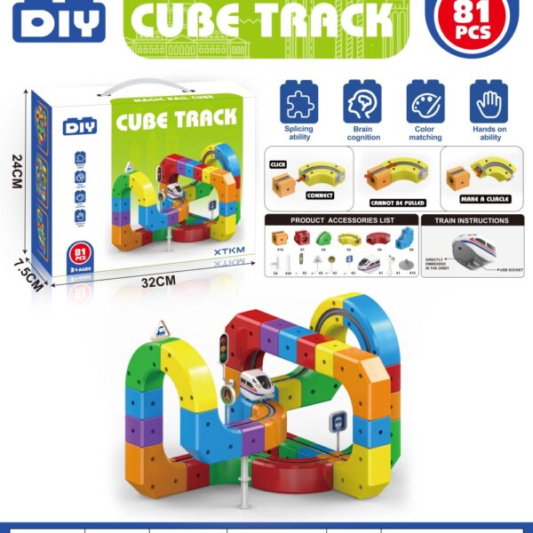 DIY Transformable Gear Building Block Track Electric High-Speed Train