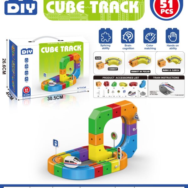 DIY Transformable Gear Building Block Track Electric High-Speed Train