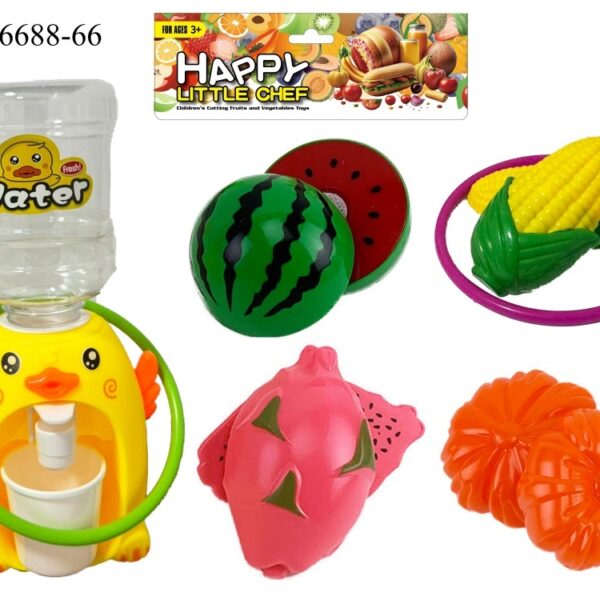 Fruit and Vegetable Cutting Play Set + Drinking Fountain + 2 Ring Toss Sets