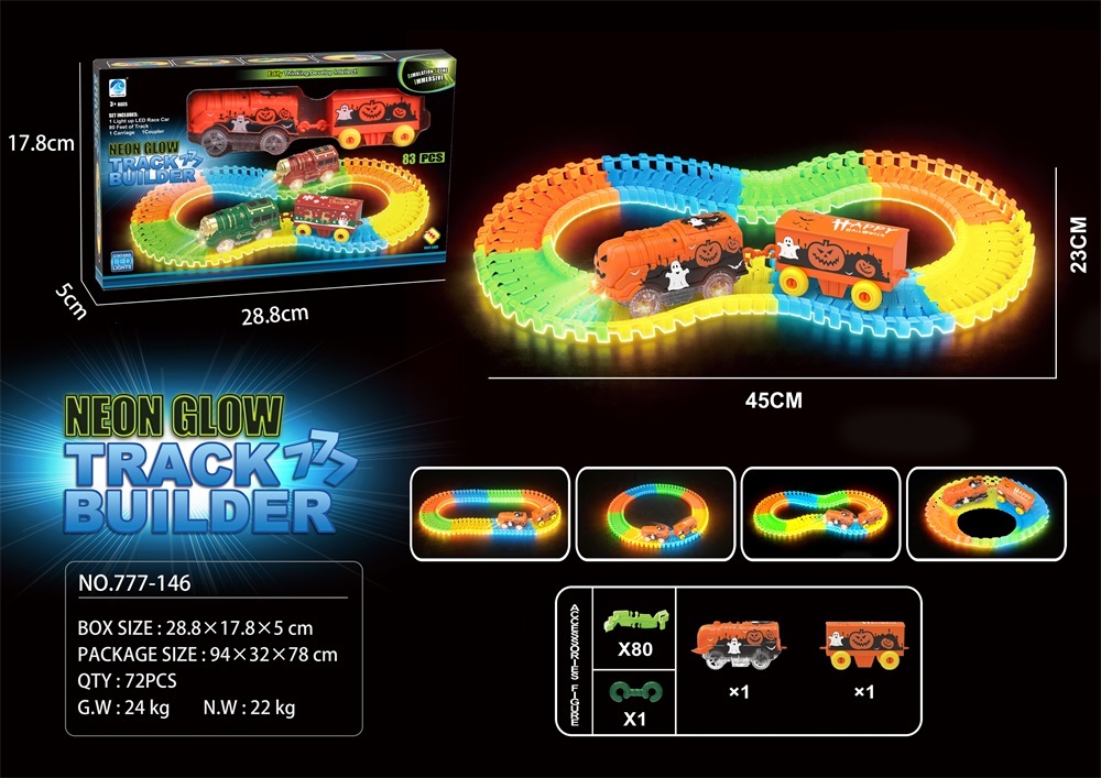 Glow-in-the-Dark Electric Track Set with Halloween Train