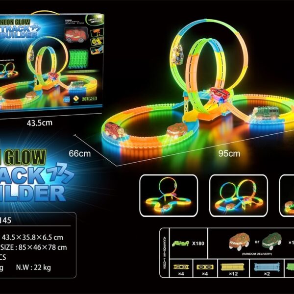 Glow-in-the-Dark Electric Dinosaur Race Car with Track