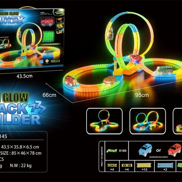 Glow-in-the-Dark Electric Track Car with Red and Blue Cars