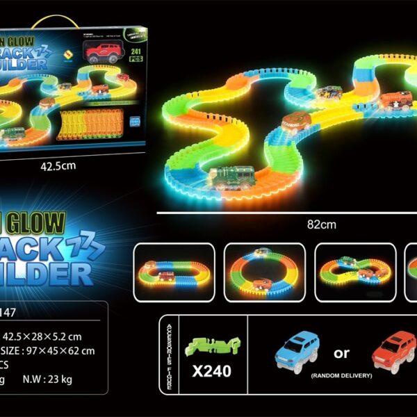 Glow-in-the-Dark Electric Track Car with Red and Blue Cars