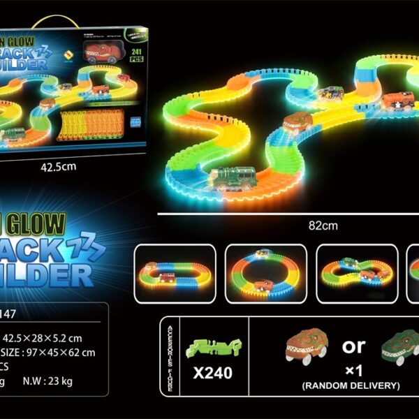 Glow-in-the-Dark Electric Dinosaur Race Car with Track