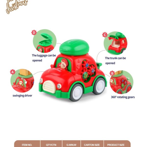 Christmas Inertia Car with Candy Cartoon Gear Storage Truck, Christmas Toy Inertia Toy Gift, Inertia Gear Car Cartoon Vehicle, Cartoon Mini Car Inertia Car, Santa Claus Christmas Tree Reindeer Snowman
