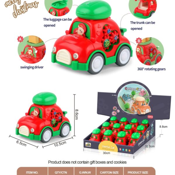 Christmas Inertia Car with Candy Cartoon Gear Storage Truck, Christmas Toy Inertia Toy Gift, Inertia Gear Car Cartoon Vehicle, Cartoon Mini Car Inertia Car, Santa Claus Christmas Tree Reindeer Snowman