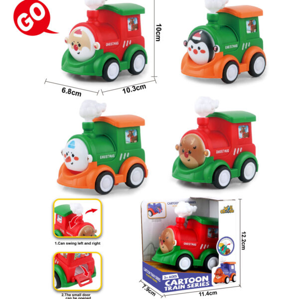 Christmas Train Rocking Storage Cartoon Inertial Locomotive with Candy Gift, Christmas Inertial Toy Car, Inertial Train, Cartoon Train, Christmas Toy, Santa Claus, Christmas Tree, Reindeer, Snowman