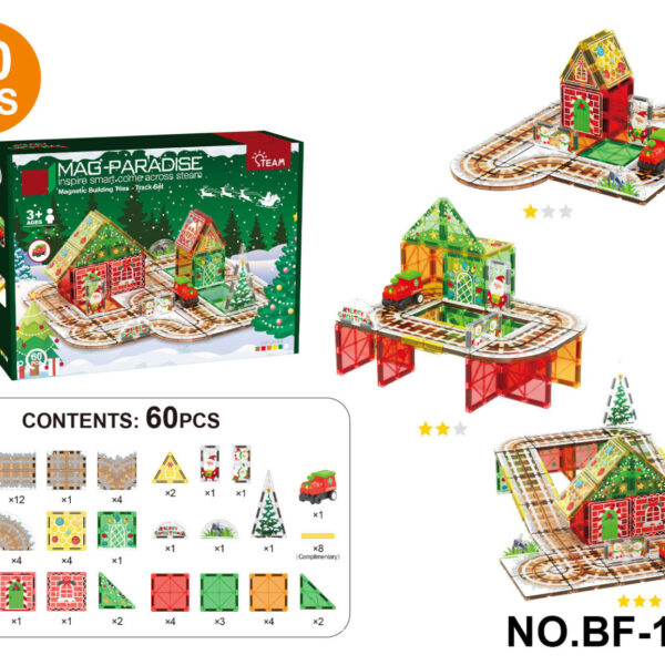Mini Christmas-Themed Magnetic Track Tiles 60pcs