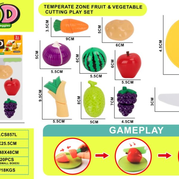 10pcs Temperate Fruit & Vegetable Cutting Play Set