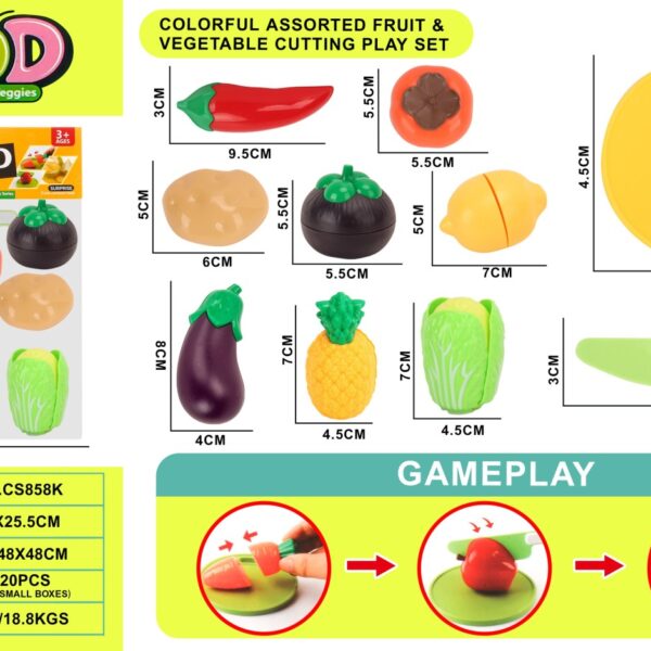 10pcs Colorful Fruit and Vegetable Cutting Play Set