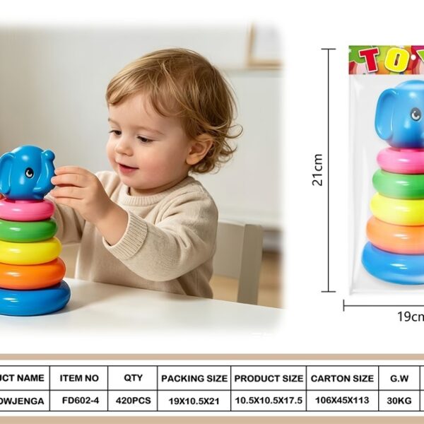 Small Rainbow Stacking Elephant