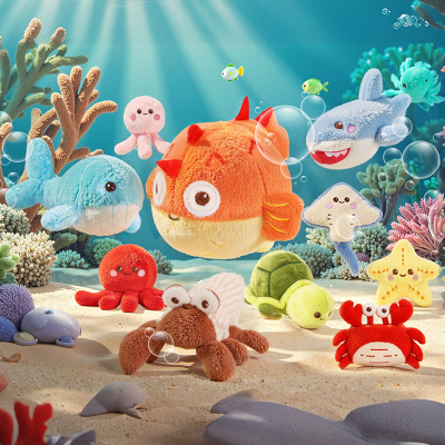 Ocean Animal Plush Keychains – Wholesale 10-Style Mixed Pack