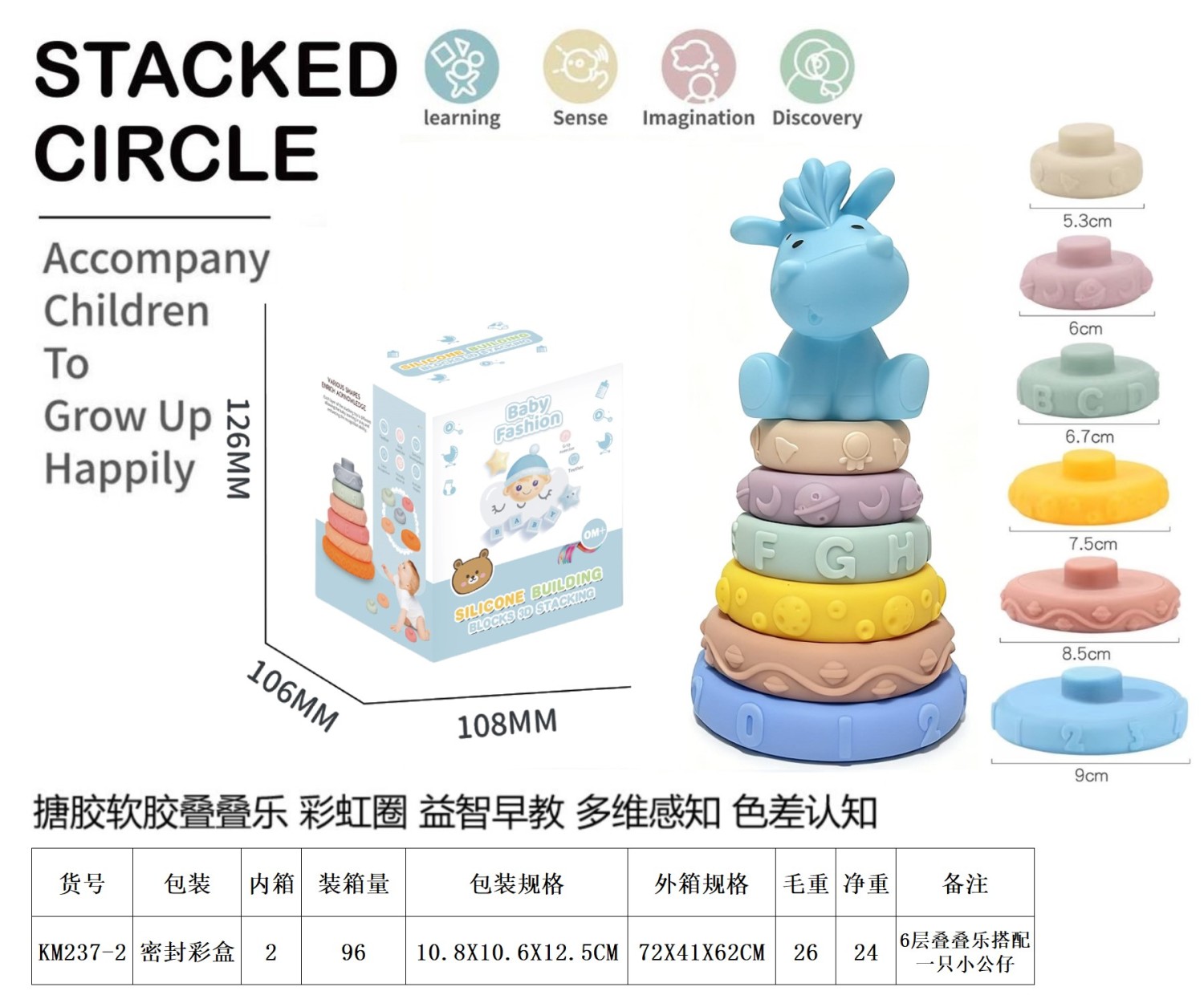 Vinyl Stacking Rings, Rainbow Circle. Bath Toys. Educational Early Learning, Multi-Sensory Play, Color Recognition