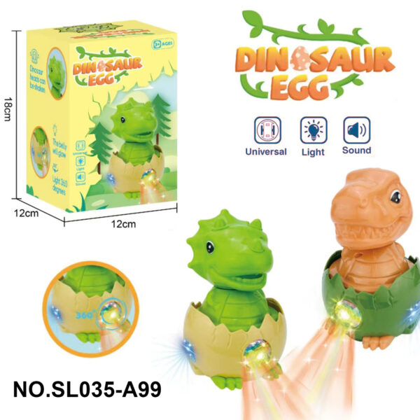 Electric Omnidirectional Egg with Tyrannosaurus and Triceratops Dinosaurs