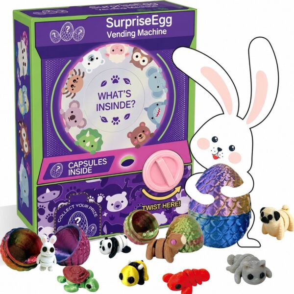3D Printed Easter Egg Gachapon Toy (Includes 24pcs) (Customizable Animal-Themed Packaging) for Easter, Halloween, and Christmas
