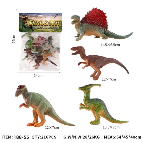 Solid Dinosaur Animal Figure Set 4PCS - Snap-On Heads Educational Science Toy