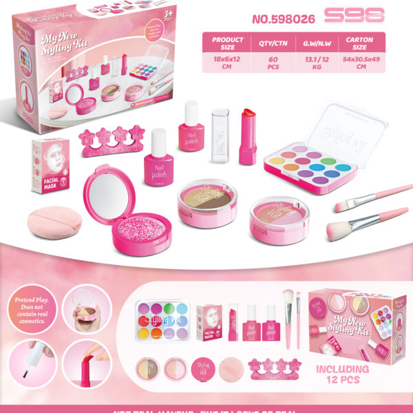 Girls Simulation Makeup Cosmetic Set - Princess Pretend Play Kit CPC EN71 Certified