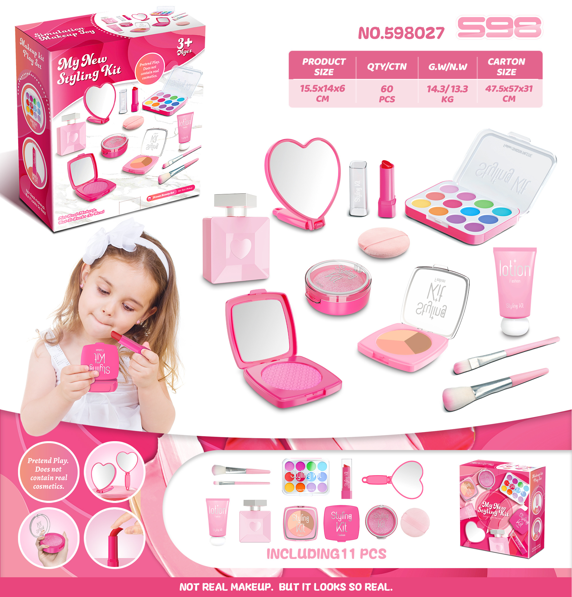 Girls Princess Role Play Makeup Kit - Cosmetic Accessories Set CPC ASTM Certified