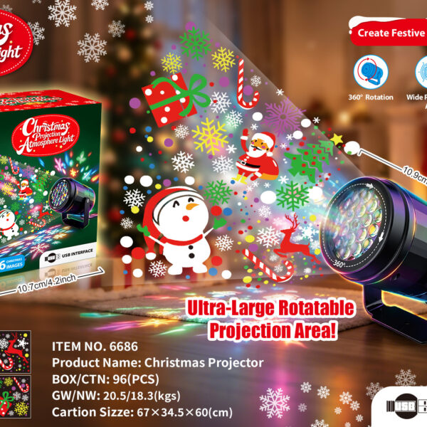 Christmas Electric Atmosphere Rotating Light Toy - USB Charging Holiday Decoration