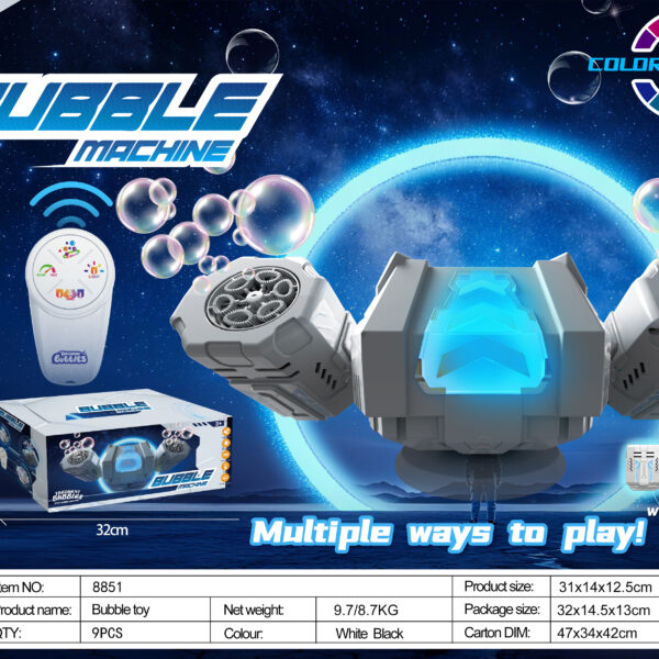 Remote Control Rotating Dual Jet Bubble Blaster - Light-Up Transform RC Toy