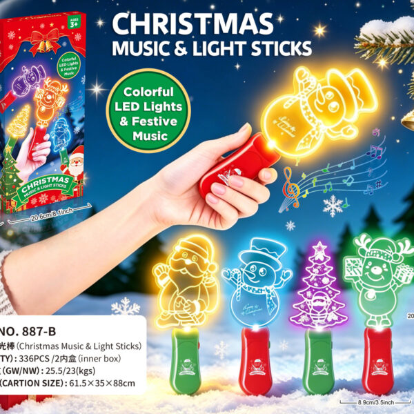 Christmas Musical Light Stick Toy - LED Flashing Sound Kids Party Wholesale
