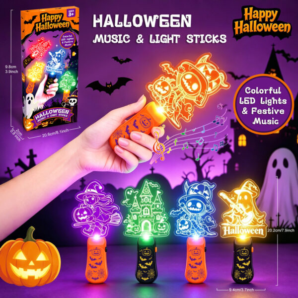 Halloween Music Light Stick Toy - LED Sound Effects Party Prop Wholesale Bulk