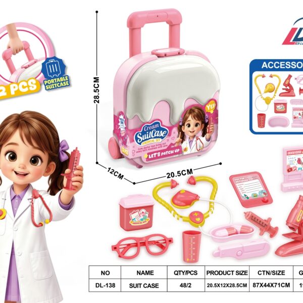 Ice Cream Doctor Play Set Large Suitcase - Girls Role Play Medical Toy Wholesale
