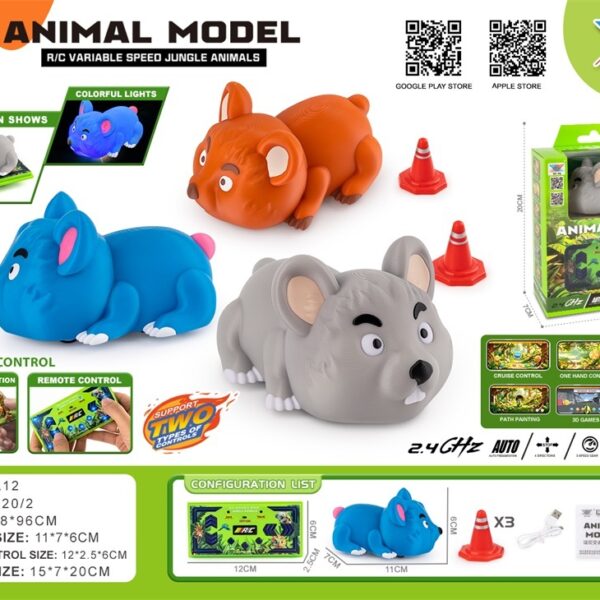 Jungle Hamster RC Drift Desktop Car 2.4GHz - 3-Color APP Remote Control LED Lights