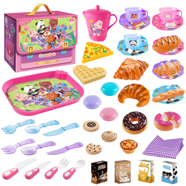 Pretend Play Kitchen Tea Set Picnic Gift Box - Bread Dessert Food Toy Certified