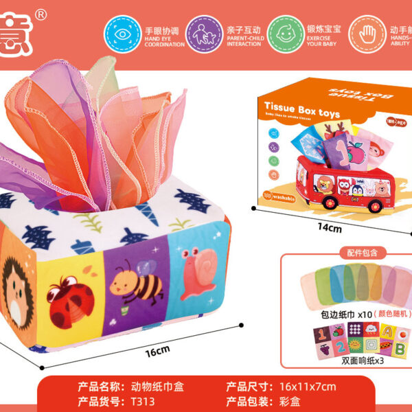 Baby Sensory Cloth Book Set - Infant Pretend Play Doll Color Recognition 10 Scarves